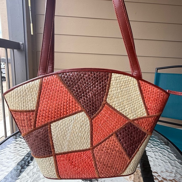 Le Sac Patchwork Tote Bag - Red and Cream - Picture 1 of 5